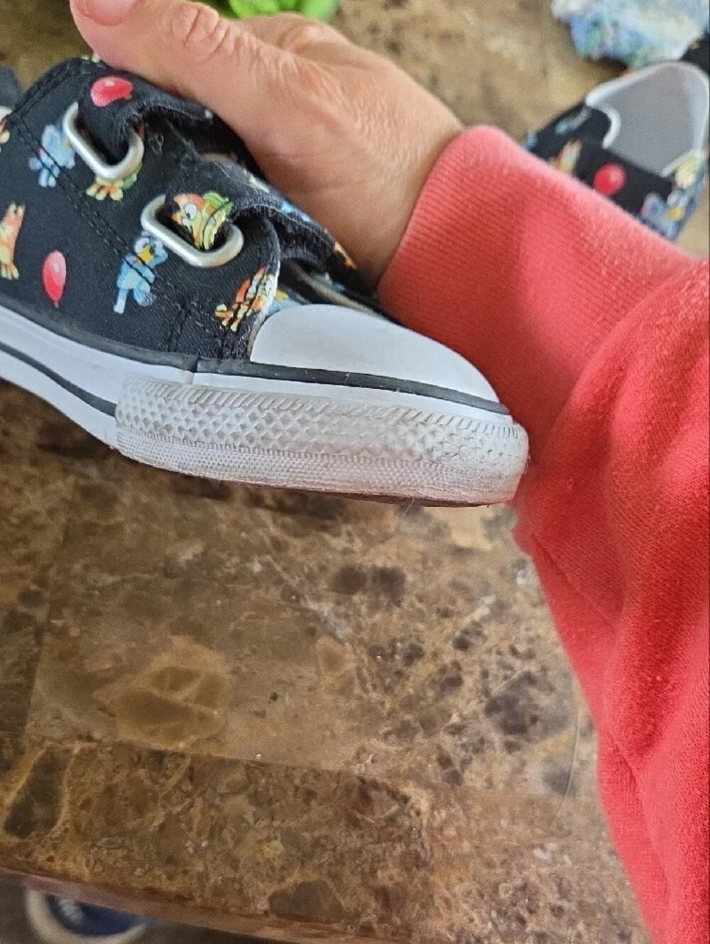Converse Kids Black Bluey Print Velcro Sneakers with White Toe